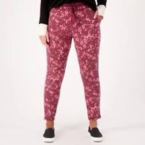 Cuddl Duds Fleecewear Stretch Jogger Pants‎ - XS - Berry Floral NWT